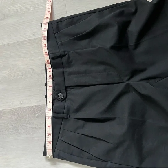 ALLSAINTS MENS TALLIS WOOL PANTS CHARCOAL BLACK CROPPED PLEATED POCKETS 32